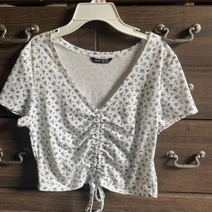 White floral crop top